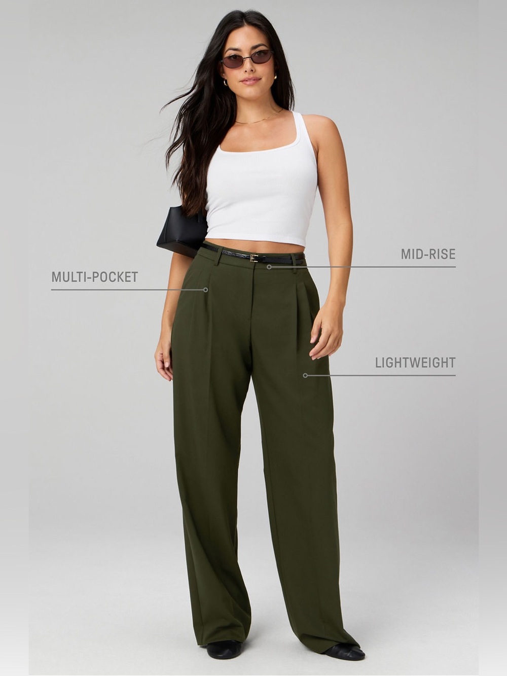 Fabletics Olive Green Wide-Leg Trousers